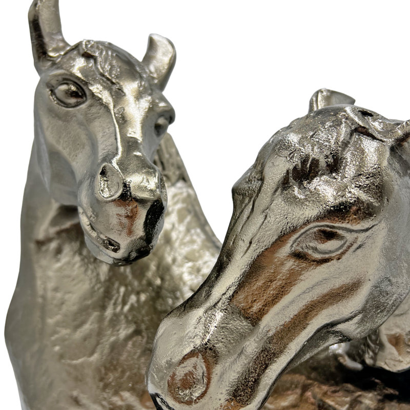 Figurines et sculptures d'animaux Borlase - Sculpture en aluminium fabriquée à la main à deux chevaux