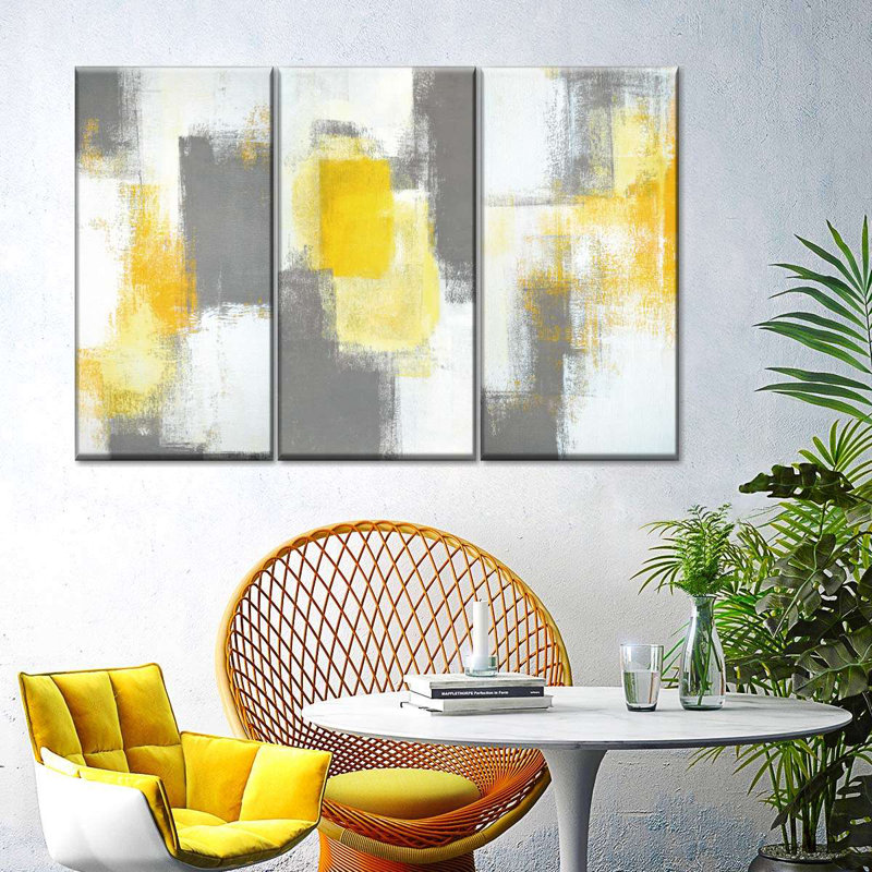 Pop of Yellow Abstract V, reproduction d'art sur toile, H 24 po x l 38 po x P 1,25 po