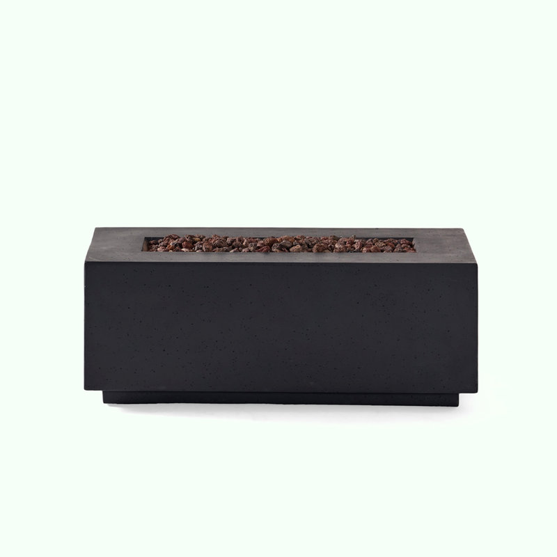 Outdoor Rectangular Iron Propane Fire Pit, 14.9" H x 40.1" W x 18.9" D, Dark Gray