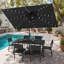 Ensemble repas pour 6 personnes en aluminium avec chaises empilables, parasol solaire à DEL et base lestée-1711038848-1783706844