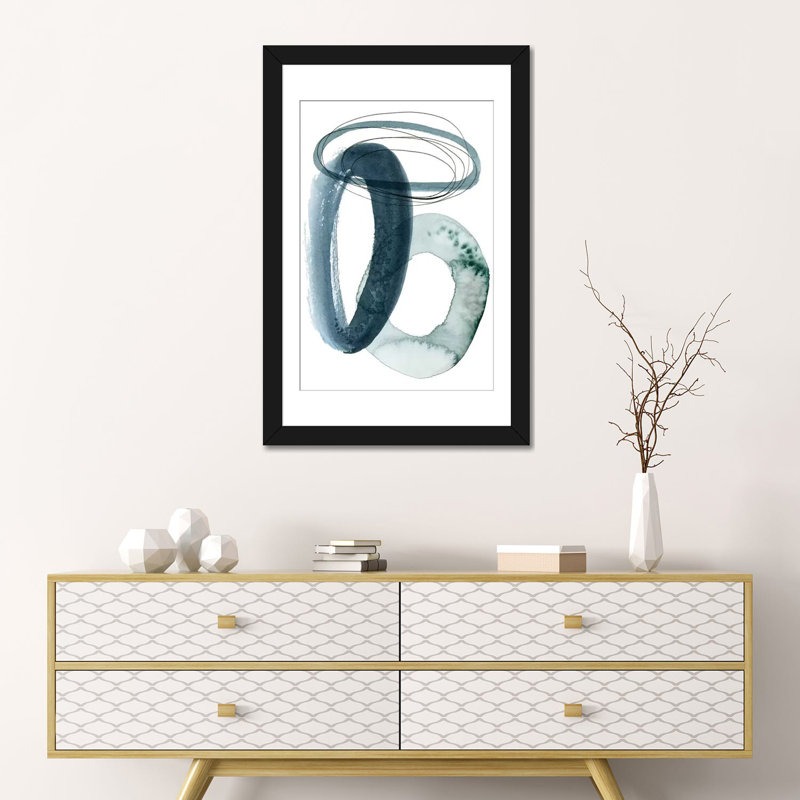 «Looop Abstract I» par Grace Popp, reproduction sur toile, H 32 po x l 24 po x P 1 po, Papier beaux-arts encadré noir