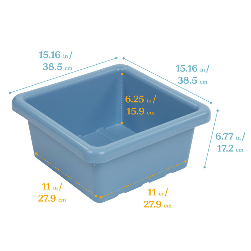 Powder Blue Plastic Lidded Storage Bins for Kids, 2-Pack