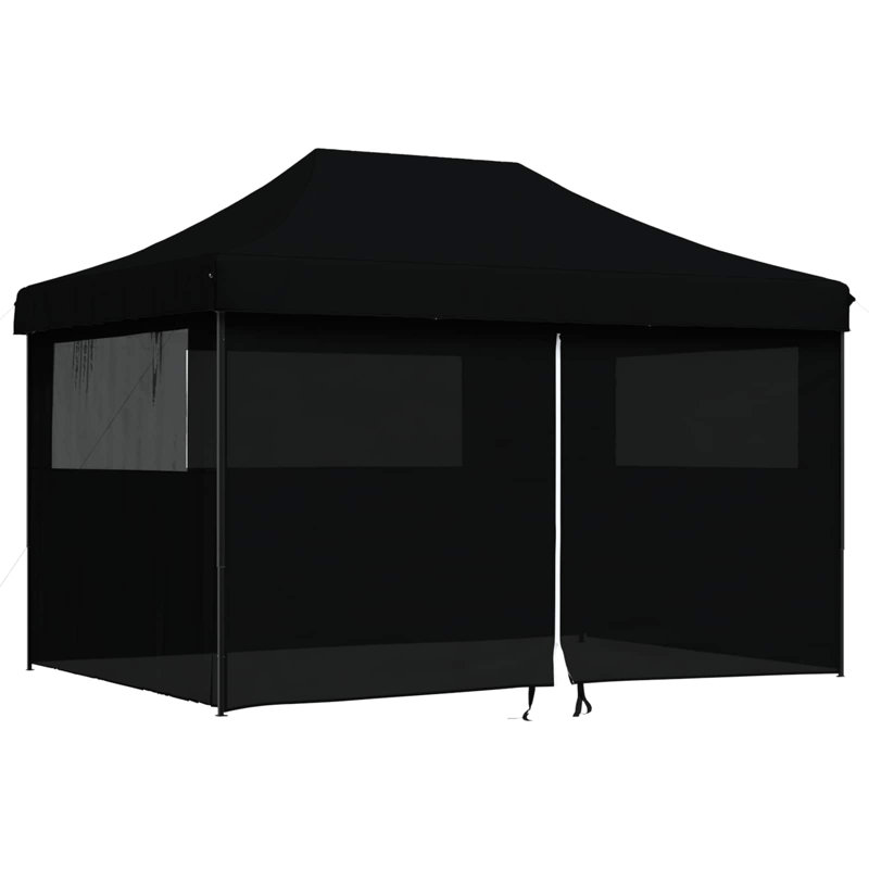 Vidaxl Foldable Tent Pop-Up Outdoor Party Tent Garden Gazebo Canopy Shelter, Black, Black, 315cm H x 410cm W x 279cm D
