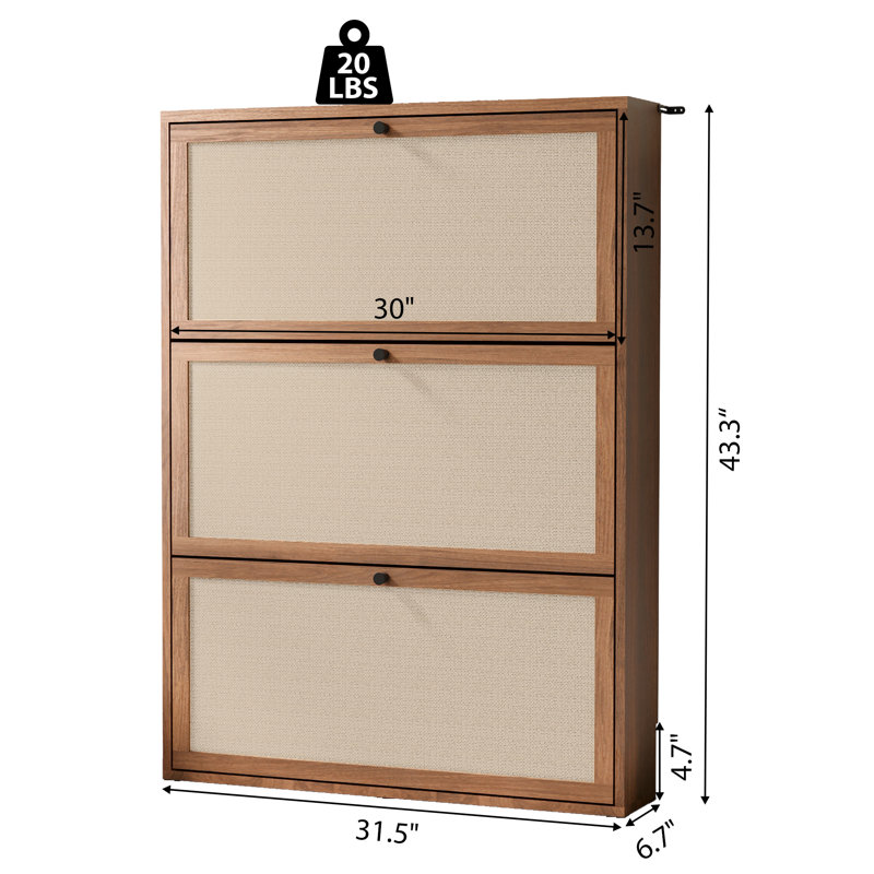 24 Pair Shoe Storage Cabinet, Walnut