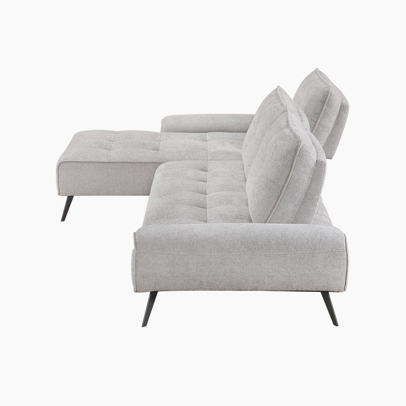 Canapé modulaire en chenille 2 pièces Kenner, Orienté à gauche (vu de face), Chenille gris pâle
