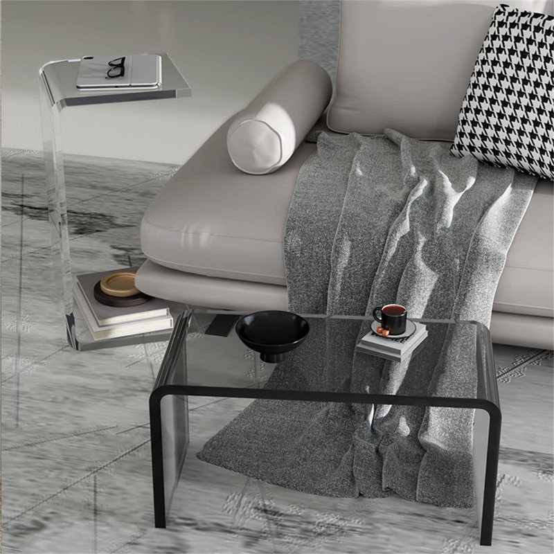Bassheva Frame End Table with Storage, Smoke Grey, 25.59" H x 11.81" W x 11.81" D