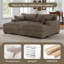 Canapé modulaire réversible 3 pièces rembourré en fausse fourrure de lapin brun clair avec repose-pieds 3 pièces-739848838-739848837