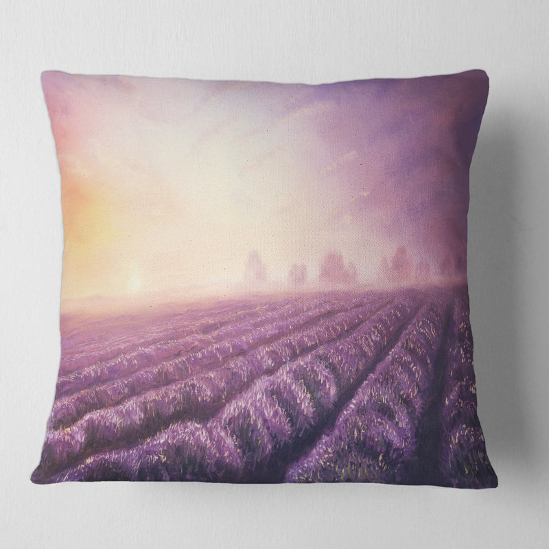 Housse et insert de coussin lavande Fields pendant l'aube, 18" x 18"