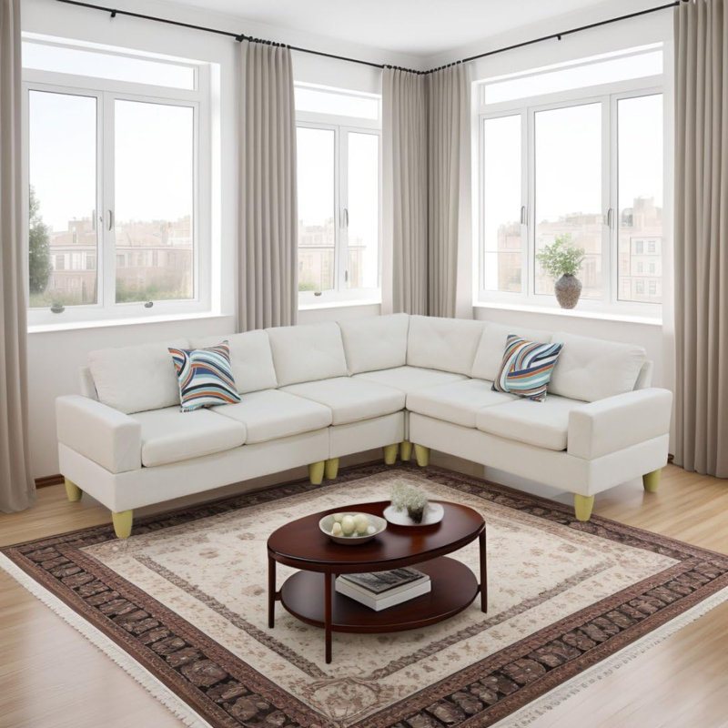 4-piece Flannel Sectional Sofa