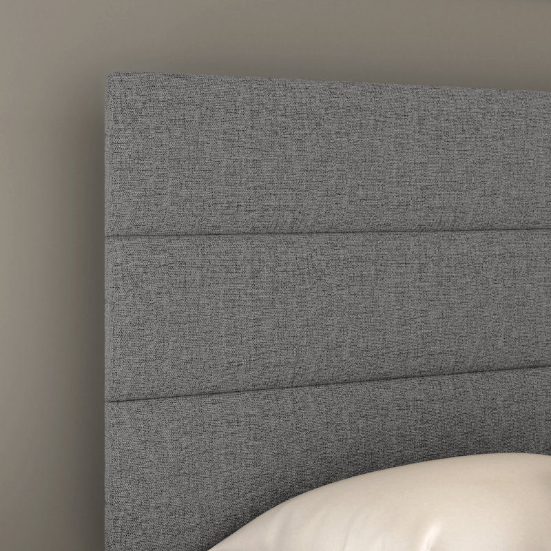 Sicily Gray Upholstered Linen Queen Platform Bed with Headboard