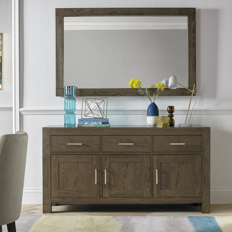 Bowenfels Wood Flat Wall Mirror, Dark Oak