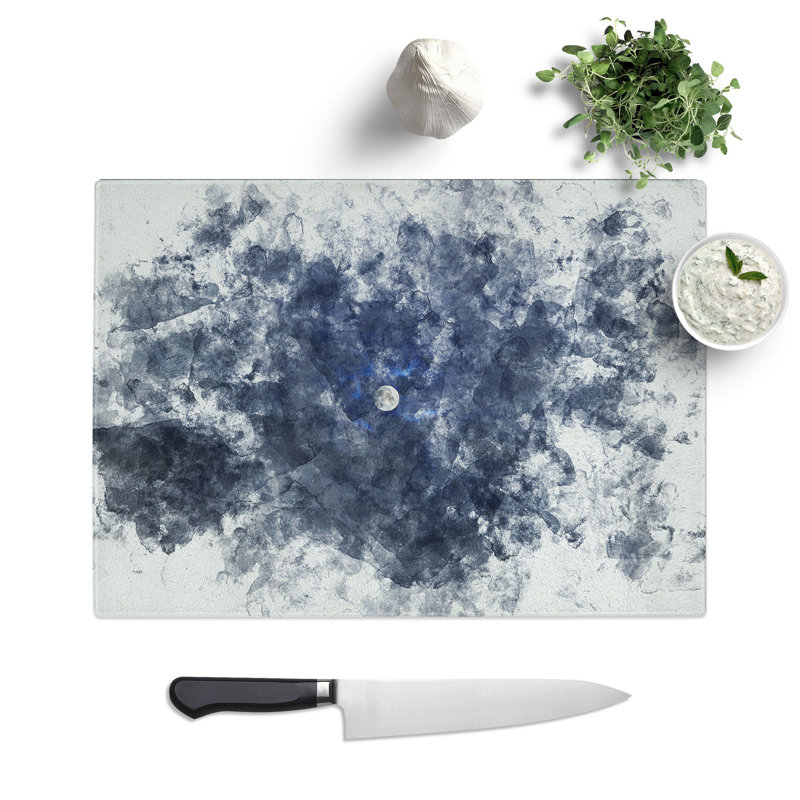 Tempered Glass Moon Through the Clouds Chopping Board, 20 cm x 28.5 cm