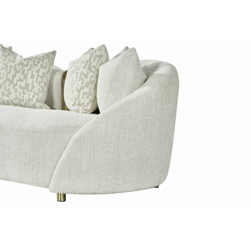 Ensemble de canapé et causeuse Agave 2 pièces - Design moderne incurvé, assise profonde, tissu bouclé crème