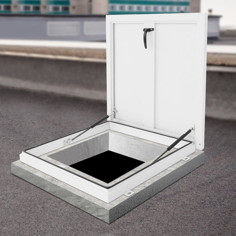 Trappe de sécurité robuste en alliage d'aluminium, Blanc, L 27,95 po x H 27,95 po