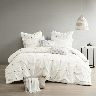 Édredon 3 pièces blanc avec broderie élastique très grand / très grand lit