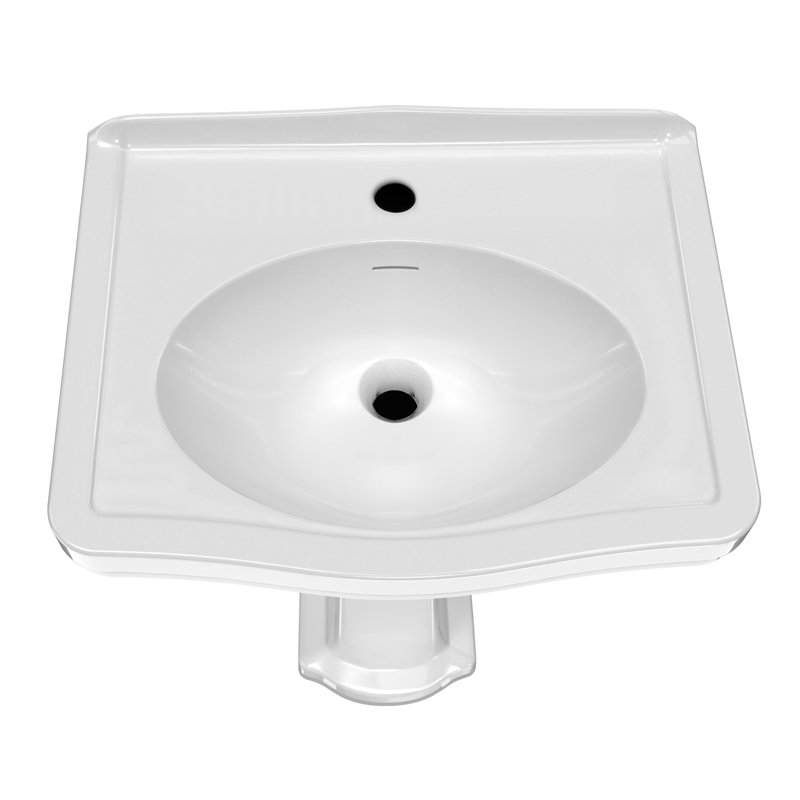 Lavabo sur pied traditionnel de 23 po avec cuve ovale intégrée, dosseret bas et trop-plein Whitehaus Collection, Simple