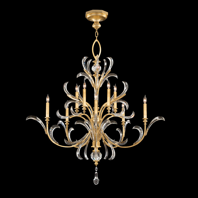 Beveled 10 - Light Chandelier, Gold