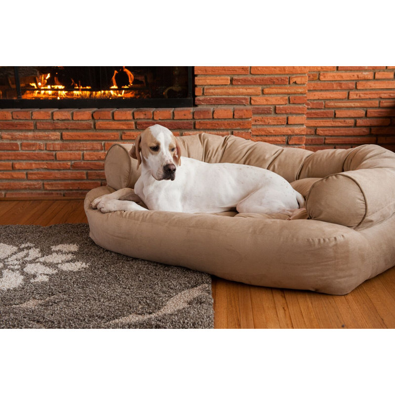 Canapé pour chien de luxe avec traversin en microsuède ultrarembourré Snoozer, Grand (l 30 po x P 40 po x H 11 po)