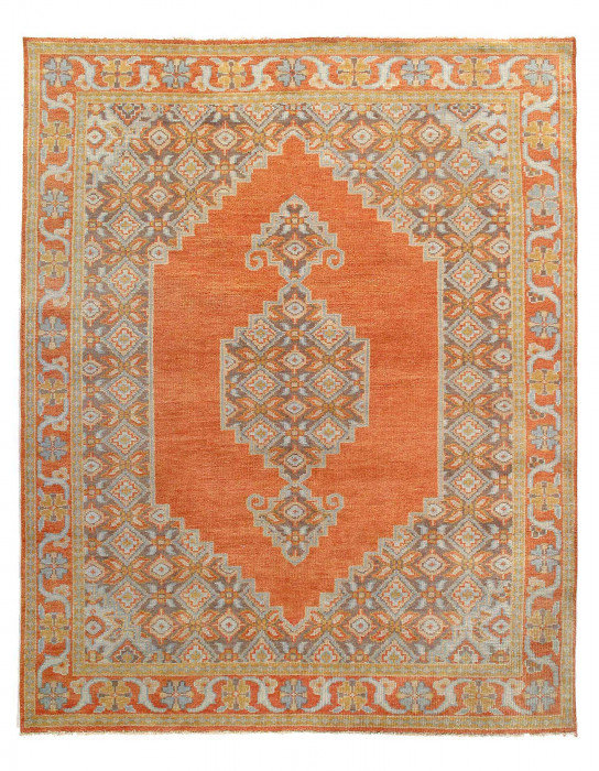 Tapis rouille en laine d'agneau de conception unique 9 pi 9 po x 8 pi Niyah