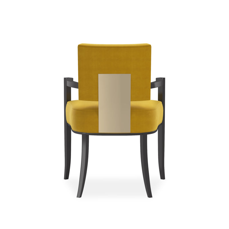 Caracole Classic Upholstered Arm Chair, Yellow, Black/Gold