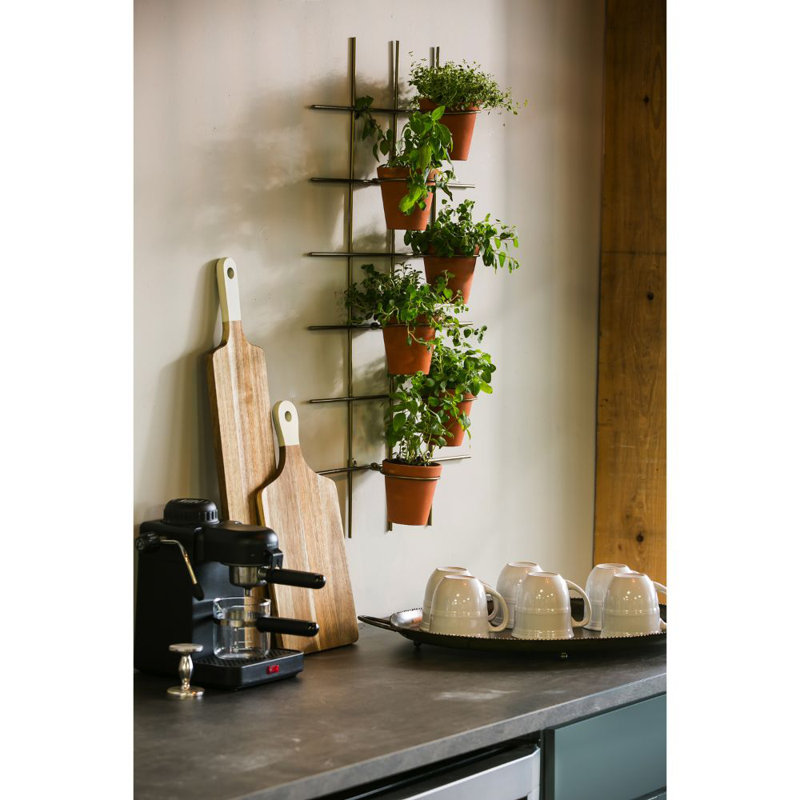 Porte-pot mural en terre cuite pour 6 pots