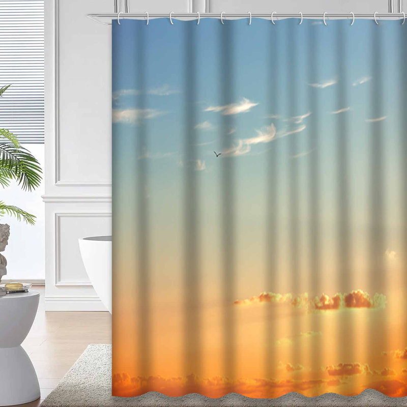 Rideau de douche bleu imperméable, rideaux de douche pour la salle de bain avec 12 crochets, 72" L x 78" W