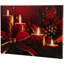 Bougies lumineuses rayées scintillantes avec poinsettia et nœud de Noël
