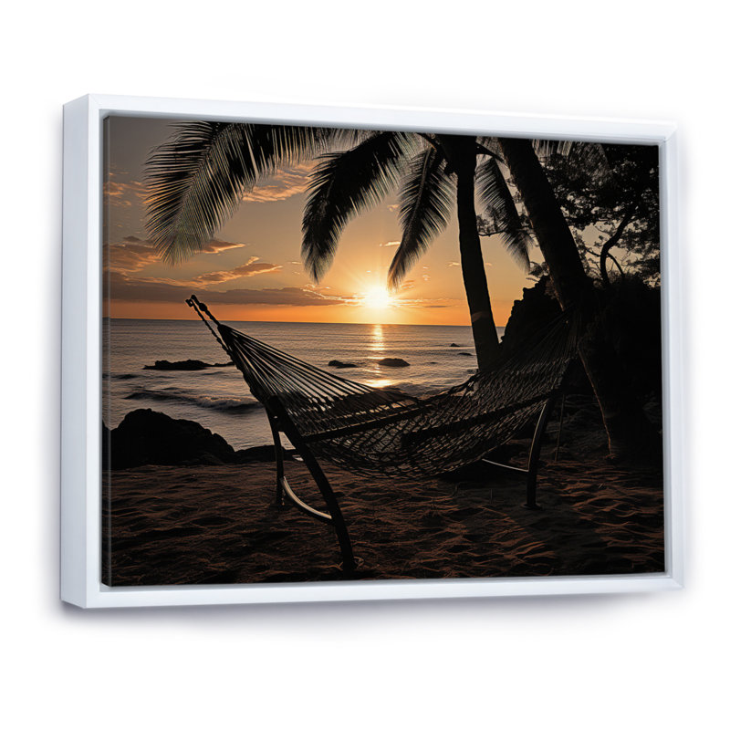 Amarillys Beach Tropical Vibes IV sur toile, H 24 po x l 32 po x P 1 po, Cadre flottant blanc