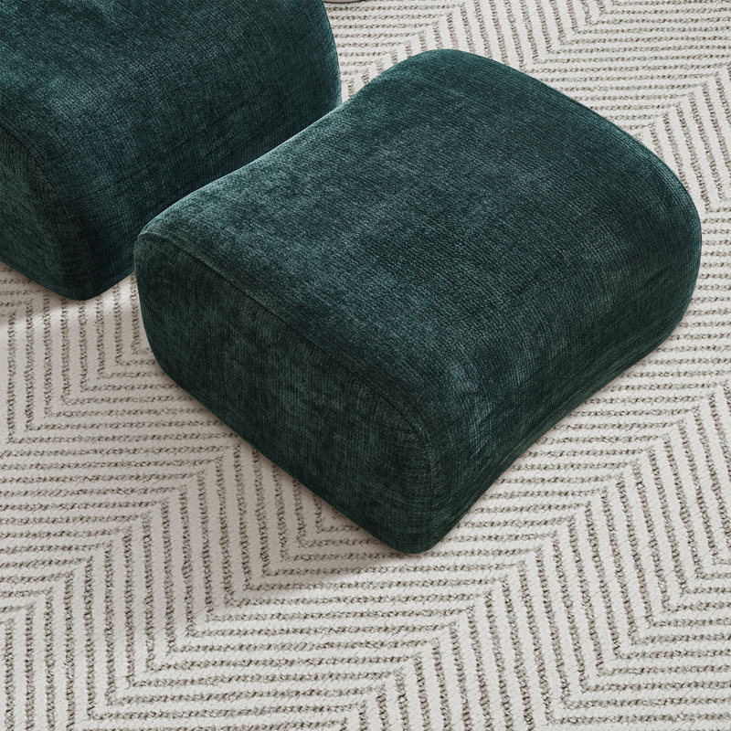 Modern Lounge Chair With Ottoman, Green