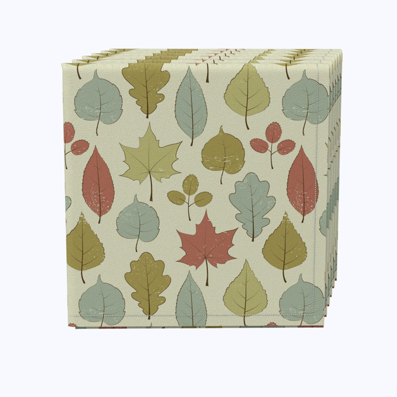 100% Cotton Tree Leaves Design Square Napkin