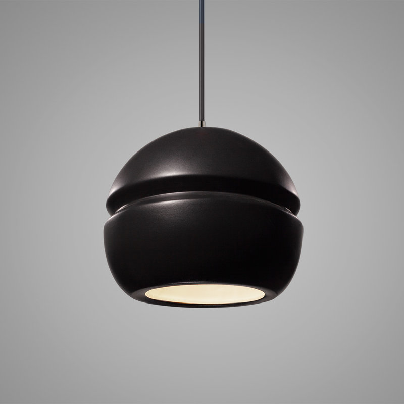 Luminaire suspendu à 1 lumière Logan, Nickel brossé, Carbone noir mat