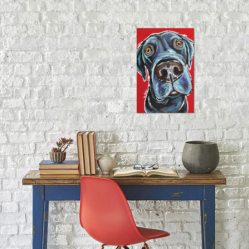 Hippie Hound Studios Labrador Arlo - impression sur toile tendue, H 24 po x l 16 po x P 1 po, Papier beaux-arts encadré noir