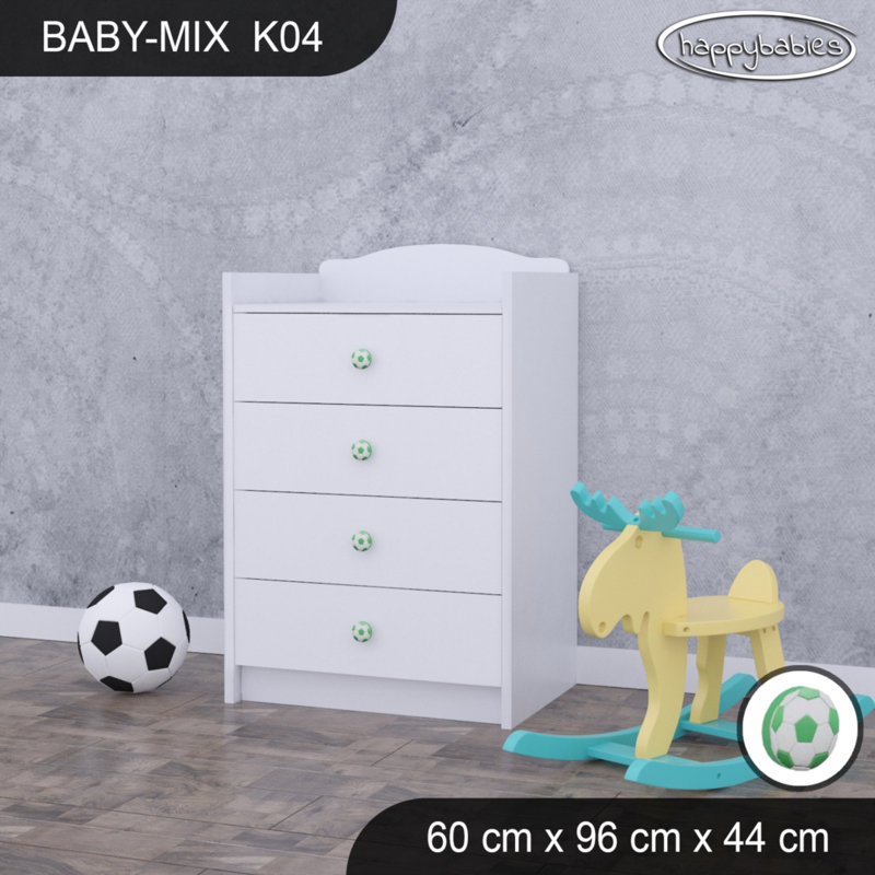 Baby Mix Kids 4 - Drawer Dresser, White/Green