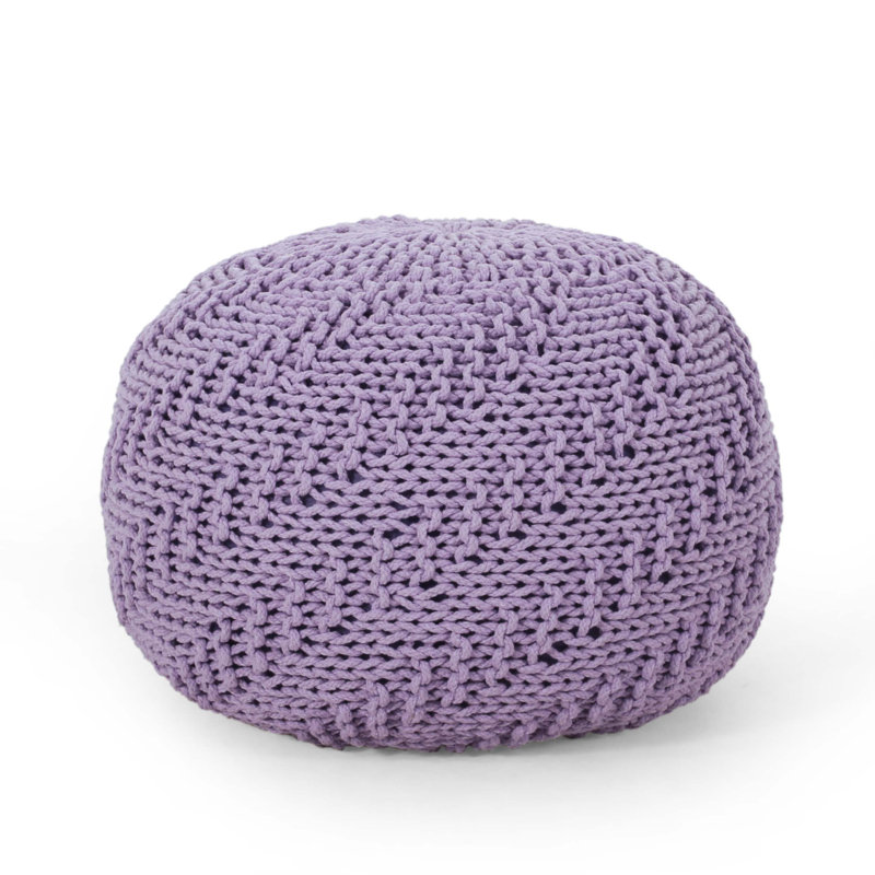 Pouf rond en coton Bordeaux, lavande