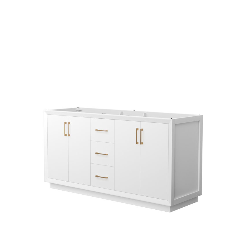 Base de meuble-lavabo double 65,25 po Strada seulement, Blanc / brun