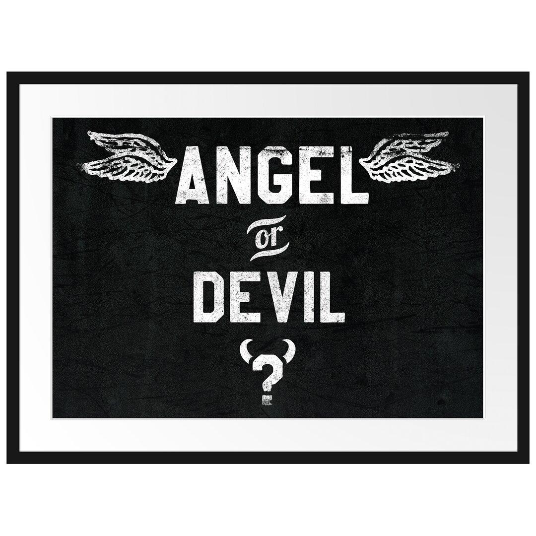 Gerahmtes Poster Angel Or Devil Black