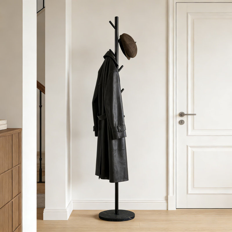 Portemanteau autoportant avec 8 crochets, portemanteau robuste en métal et portemanteau peu encombrant pour vestibule, chambre à coucher ou bureau - organisateur de vêtements moderne