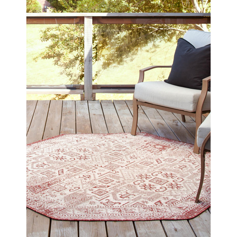 Outdoor Chand Area Rug Brick Color, Octagon 7'10"
