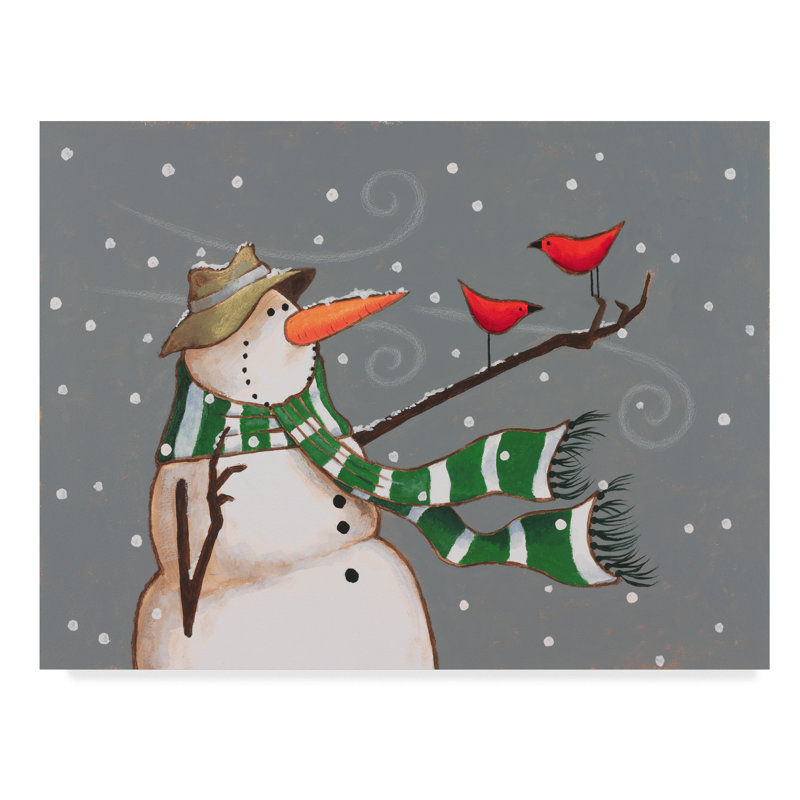 «Snowman Scarf» par Margaret Wilson, reproduction sur toile, H 24 po x l 32 po x P 2 po