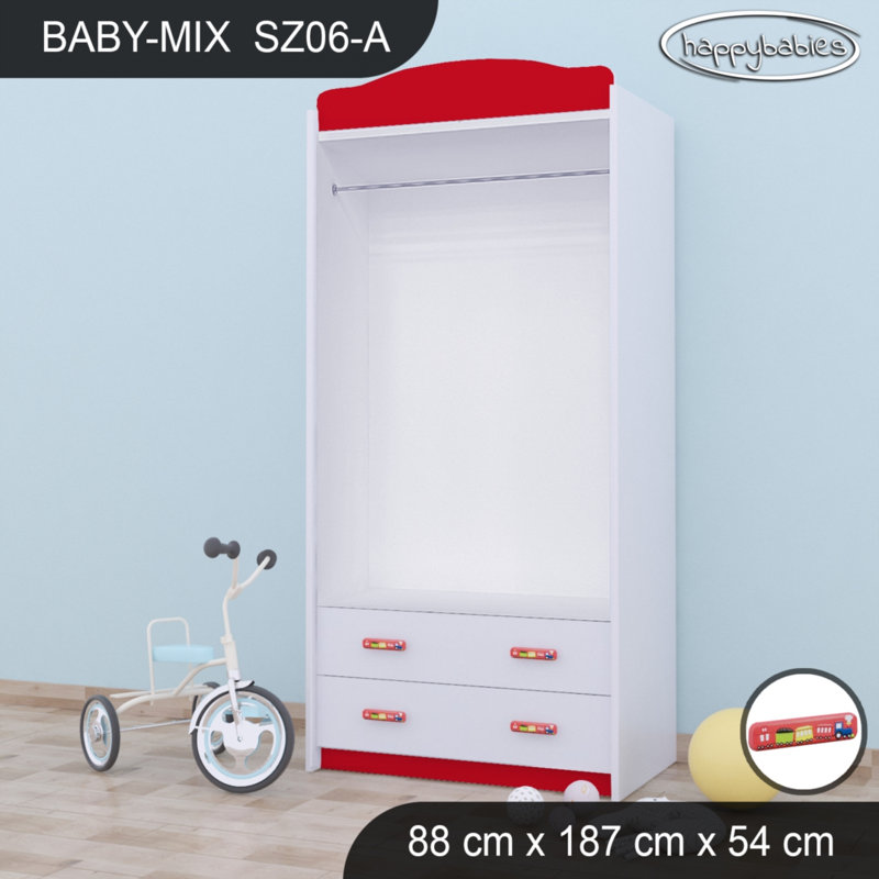Baby 2 Door Wardrobe, Red