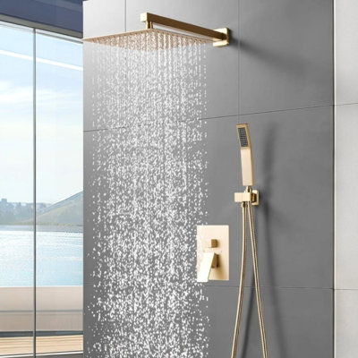 12" Square Shower Head Pressure Balanced Shower Faucet System With Handheld Spray