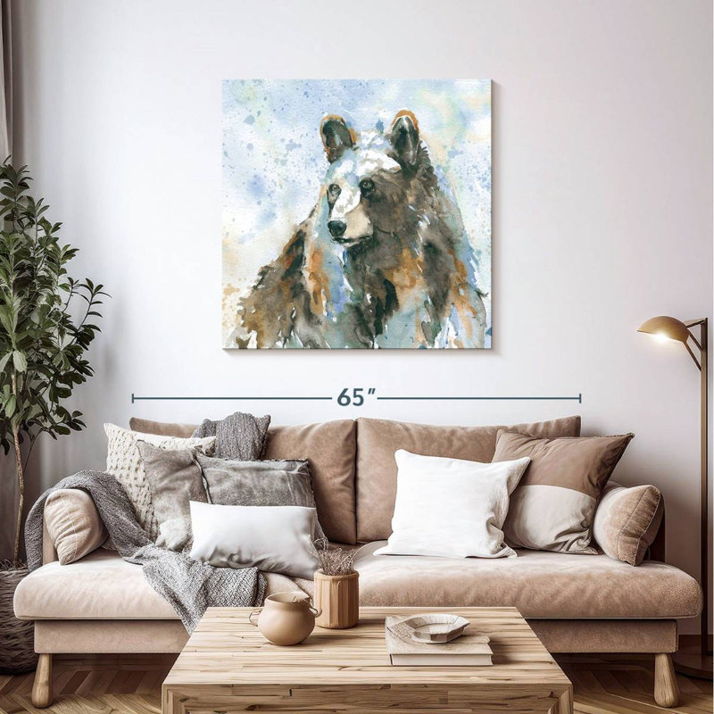 Ours noir sur fond bleu, H 39 po x l 39 po