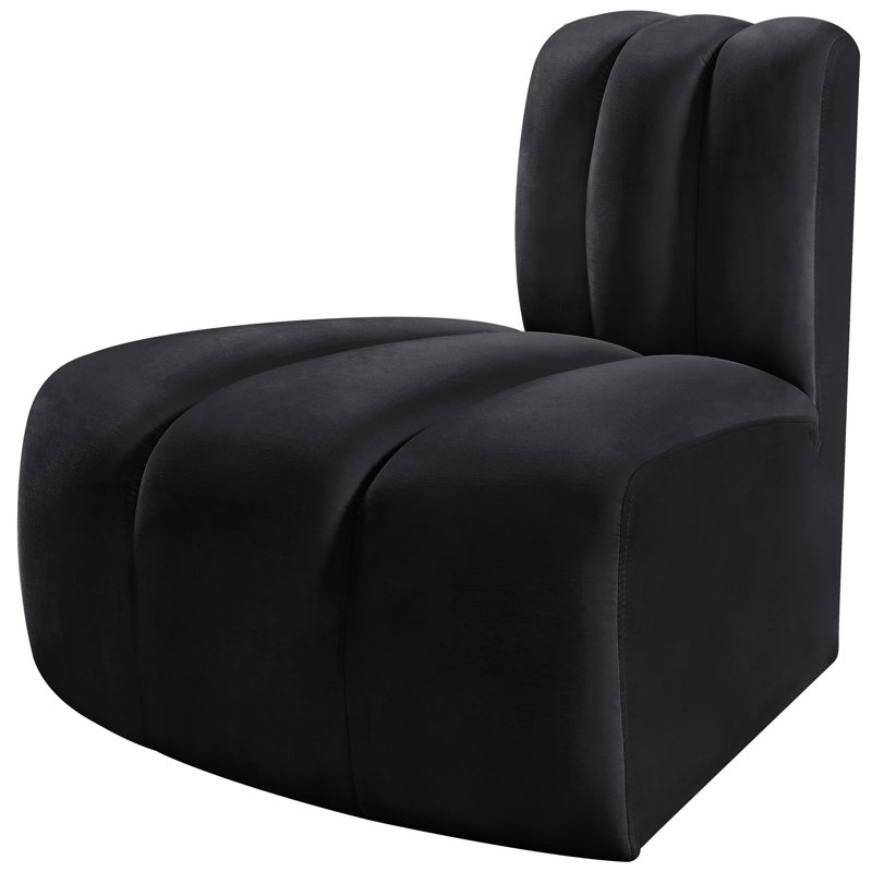 Ishna Velvet Side Chair, Black Velvet