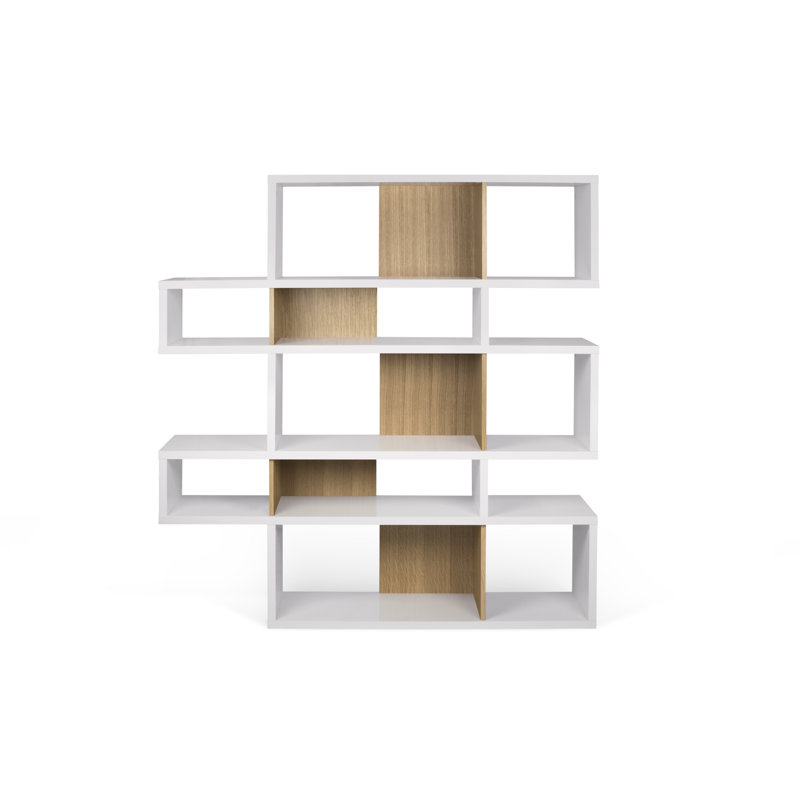 Geometric Bookcase, Matte White / Oak