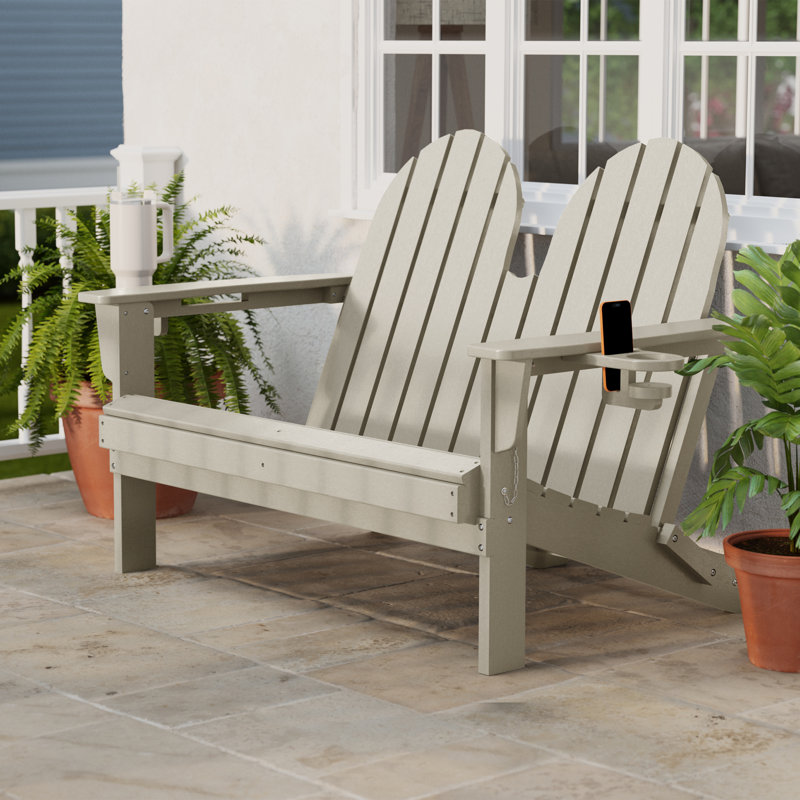 Banc pliant en poly 49 po Adirondack, Beige