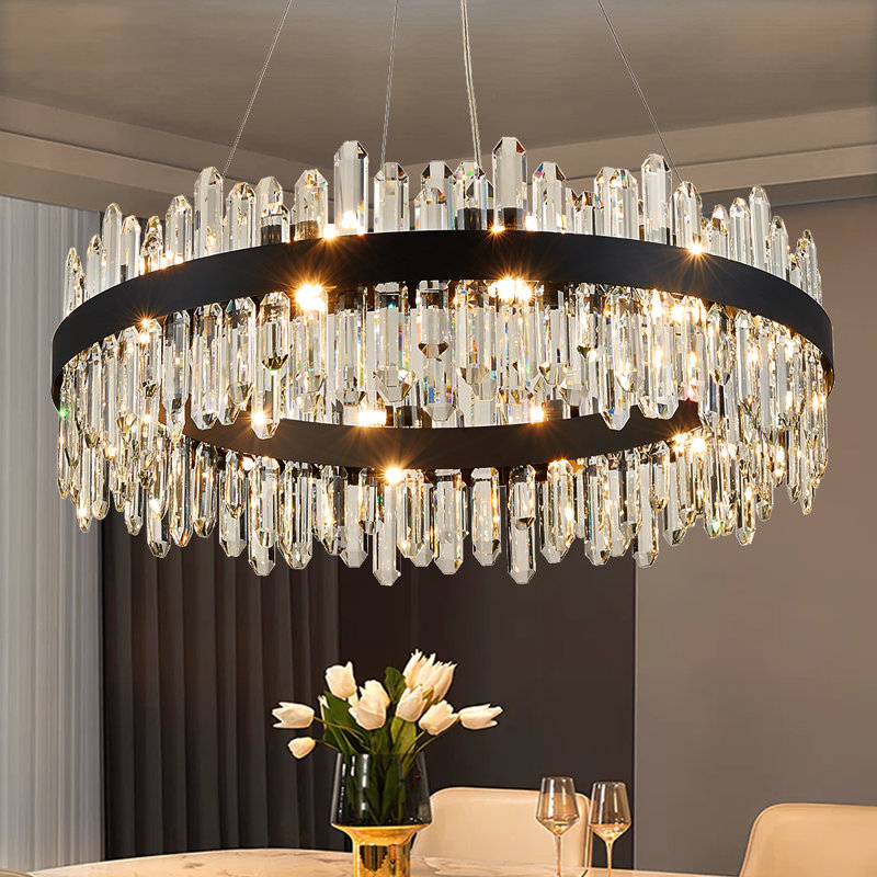 Lustre cylindrique à intensité variable Xzavious, H 9,6 po x l 23,62 po x P 23,62 po, Noir, 24