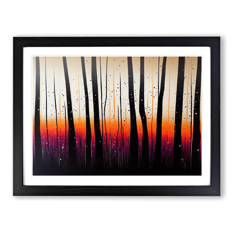 Splashed Forest Vol.4 Abstract 1 Piece Single Picture Frame Painting, 34cm H x 46cm W x 2cm D, Black