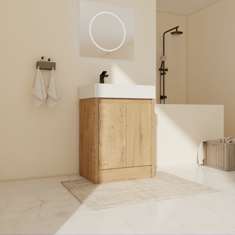 Meuble-lavabo sur pied simple 23,63 po Edinburg avec plateau en résine Edinburg