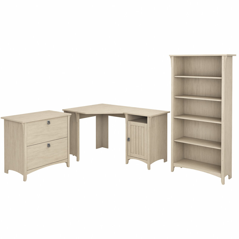 Khadesha 3 Piece Writing Desk Office Set, Antique White