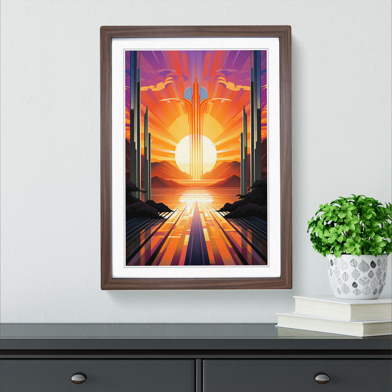 Single Picture Frame Print on Wood, Walnut Framed, 64cm H x 46cm W